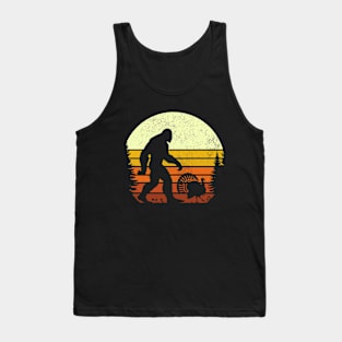 Bigfoot Sasquatch Walking With Turkey Vintage Sunset Bird Tank Top